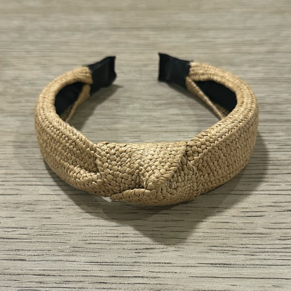 Braided Knot Padded Headband - Natural Straw